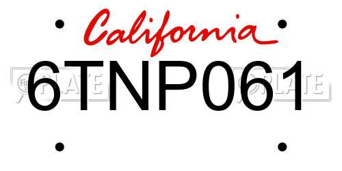 6TNP061 California License Plate