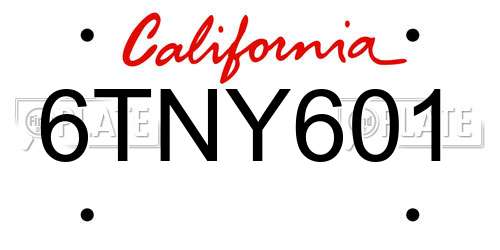 6TNY601 California License Plate