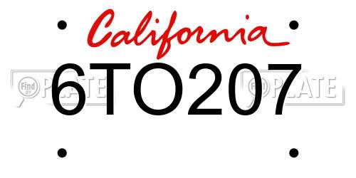 6TO207 California License Plate
