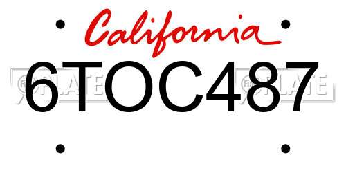 6TOC487 California License Plate