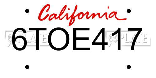 6TOE417 California License Plate