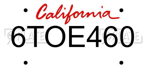 6TOE460 California License Plate