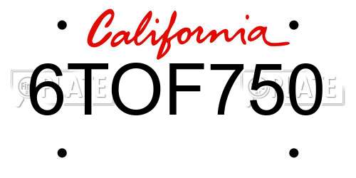 6TOF750 California License Plate