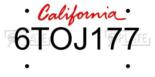 6TOJ177 California License Plate