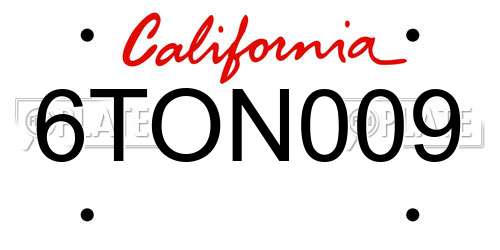 6TON009 California License Plate