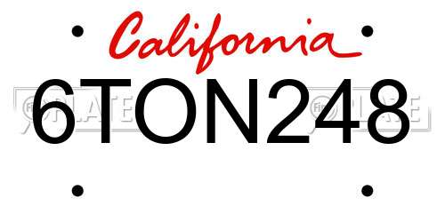 6TON248 California License Plate