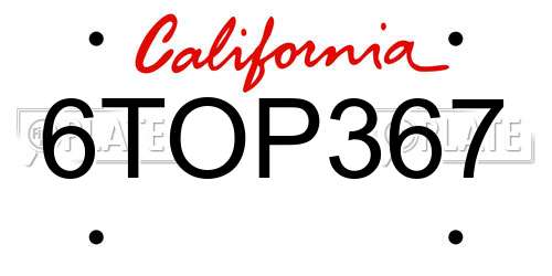 6TOP367 California License Plate