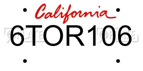 6TOR106 California License Plate