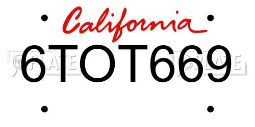 6TOT669 California License Plate