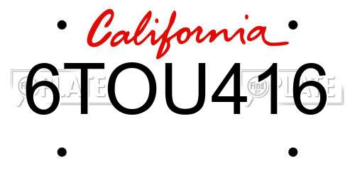 6TOU416 California License Plate