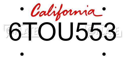 6TOU553 California License Plate