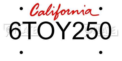 6TOY250 California License Plate