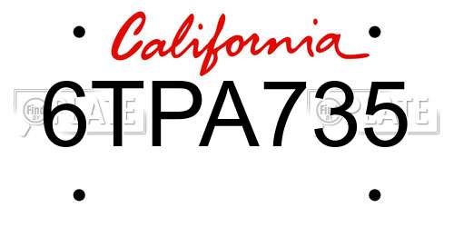 6TPA735 California License Plate