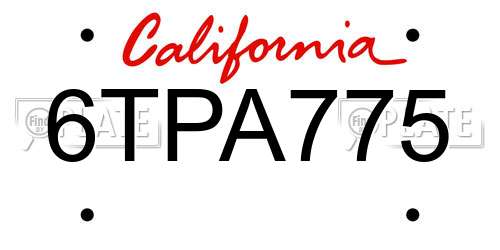 6TPA775 California License Plate