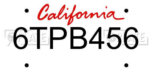 6TPB456 California License Plate