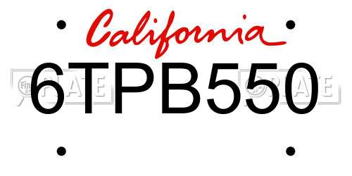 6TPB550 California License Plate