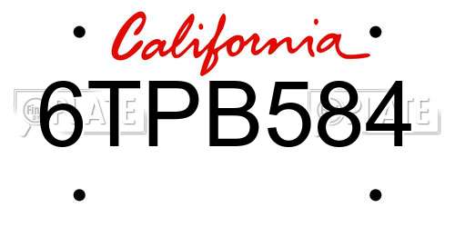 6TPB584 California License Plate