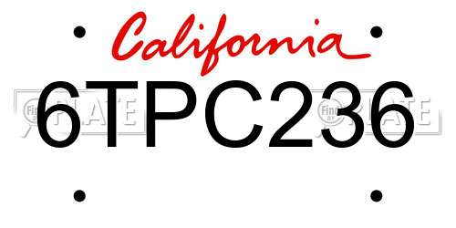 6TPC236 California License Plate