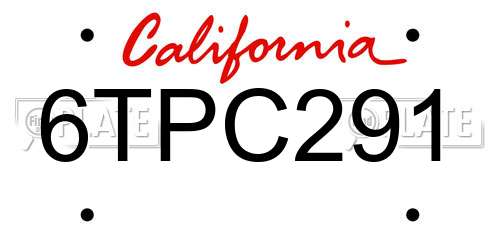 6TPC291 California License Plate