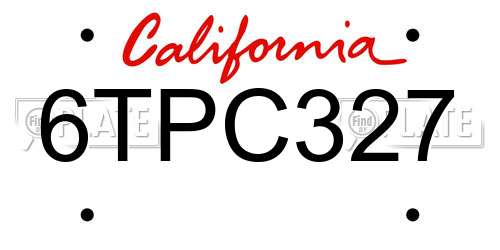 6TPC327 California License Plate