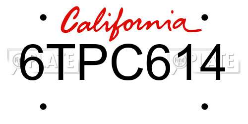 6TPC614 California License Plate