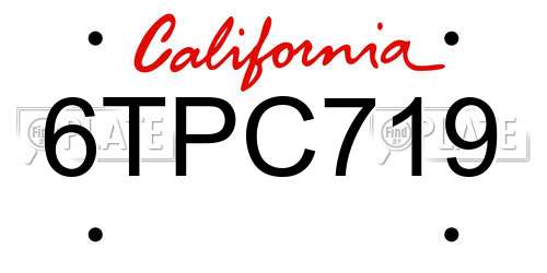 6TPC719 California License Plate