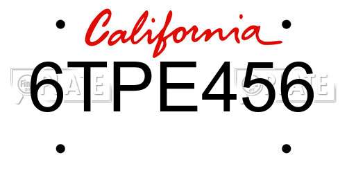 6TPE456 California License Plate