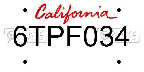 6TPF034 California License Plate