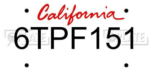 6TPF151 California License Plate
