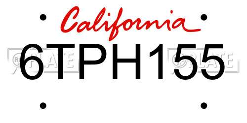 6TPH155 California License Plate
