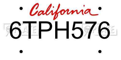 6TPH576 California License Plate