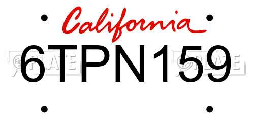 6TPN159 California License Plate