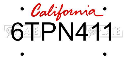 6TPN411 California License Plate