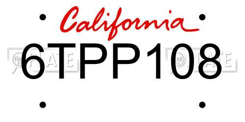 6TPP108 California License Plate