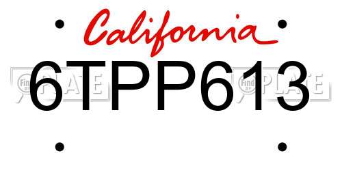 6TPP613 California License Plate