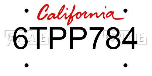 6TPP784 California License Plate