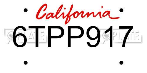 6TPP917 California License Plate
