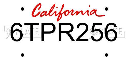 6TPR256 California License Plate