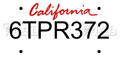 6TPR372 California License Plate