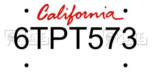 6TPT573 California License Plate