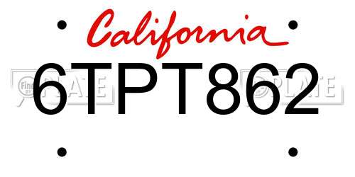 6TPT862 California License Plate