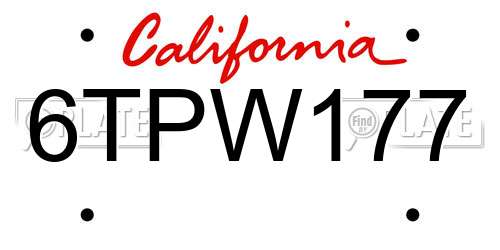6TPW177 California License Plate