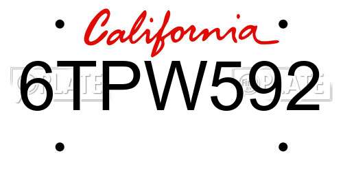 6TPW592 California License Plate