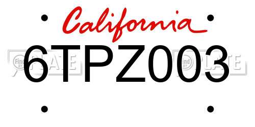 6TPZ003 California License Plate