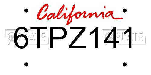 6TPZ141 California License Plate