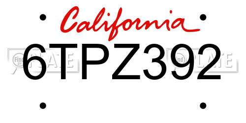 6TPZ392 California License Plate
