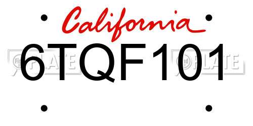 6TQF101 California License Plate