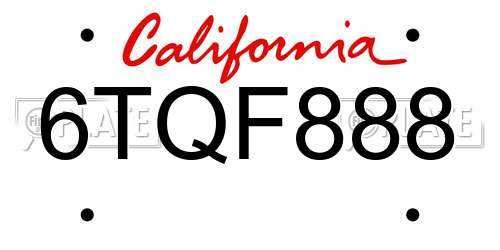 6TQF888 California License Plate