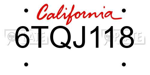 6TQJ118 California License Plate