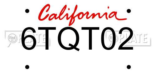 6TQT02 California License Plate